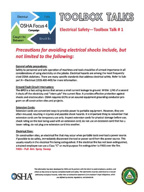 electric tool box talk|portable electrical equipment toolbox talk.